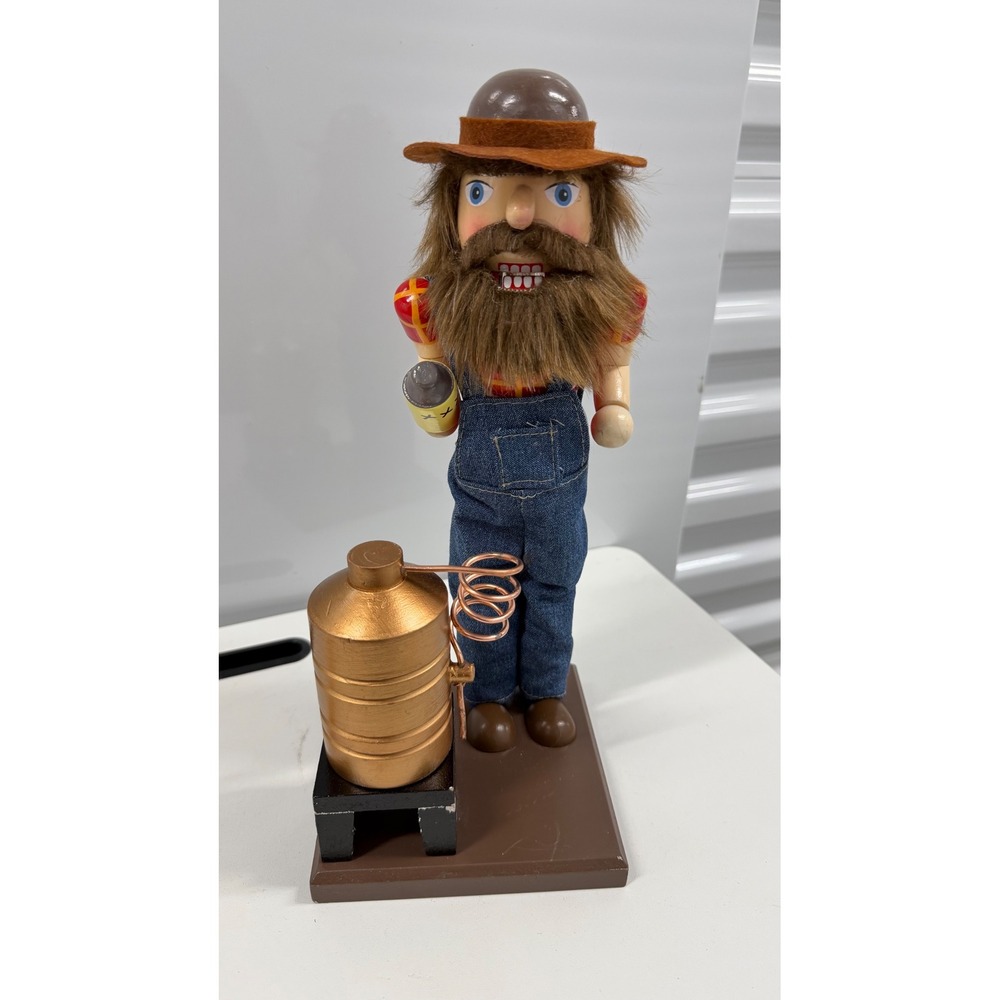 Moonshiner Hillbilly Nutcracker Wooden 12 Inch Rustic Cabin Decor With Still